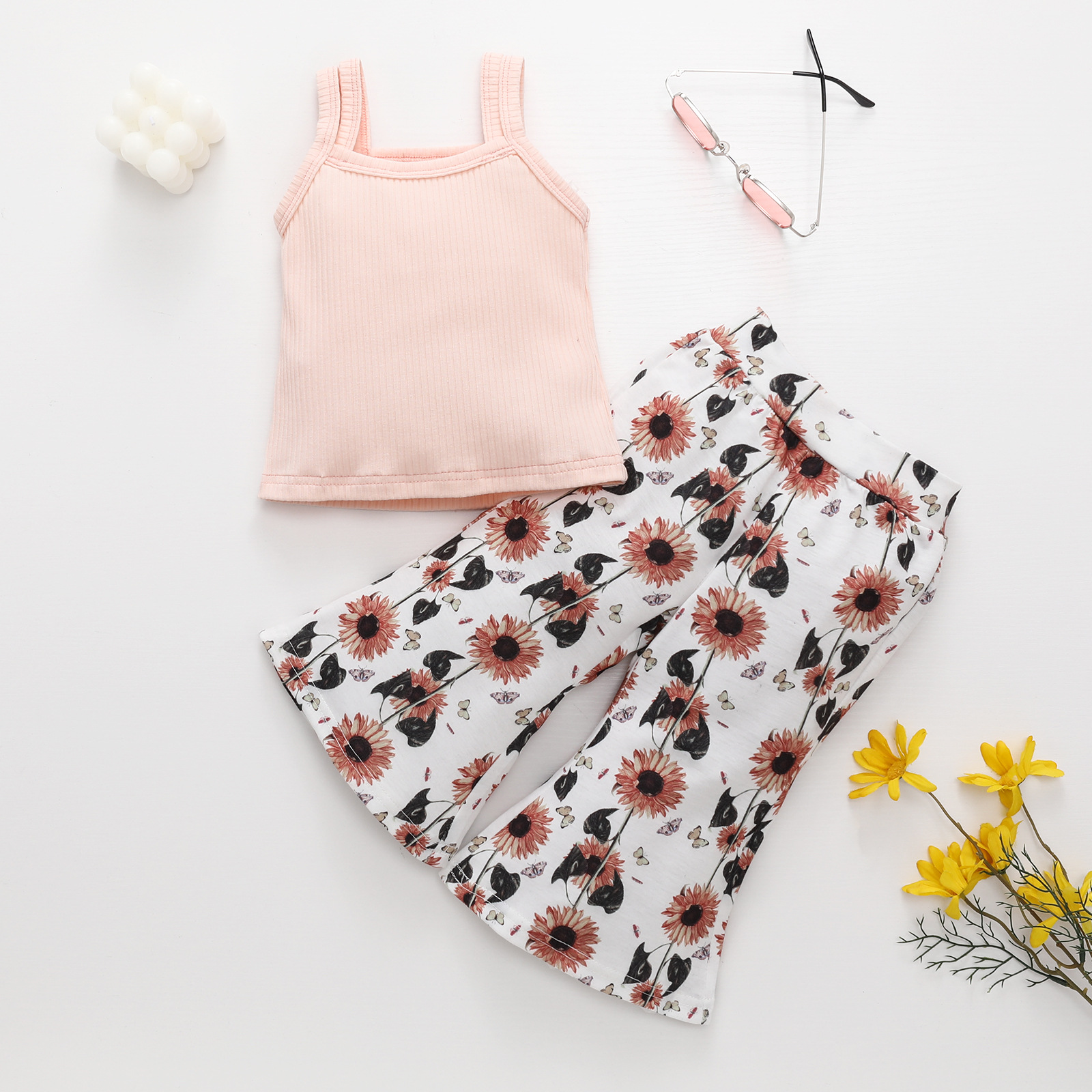 Summer Girls' Camisole Trousers Suit