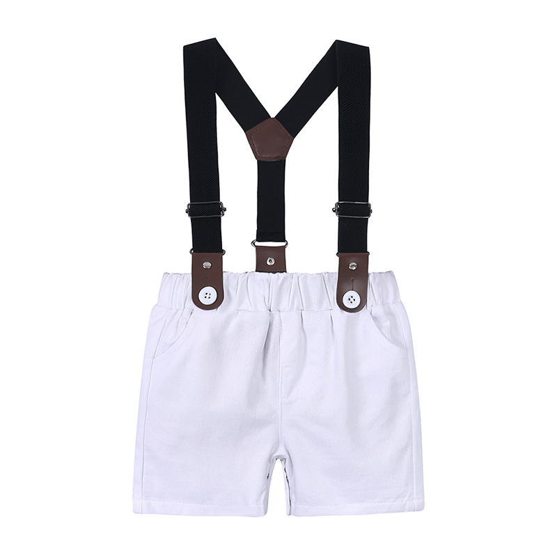 Gentleman Bow Tie Red Striped Shirt Overalls Birthday Gift Children Outwear