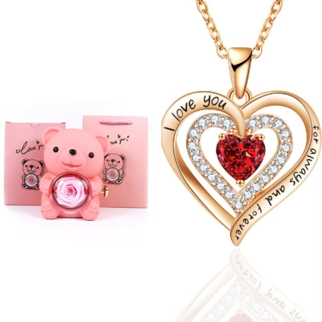 Rotating Eternal Flower Ring Necklace Packaging Box