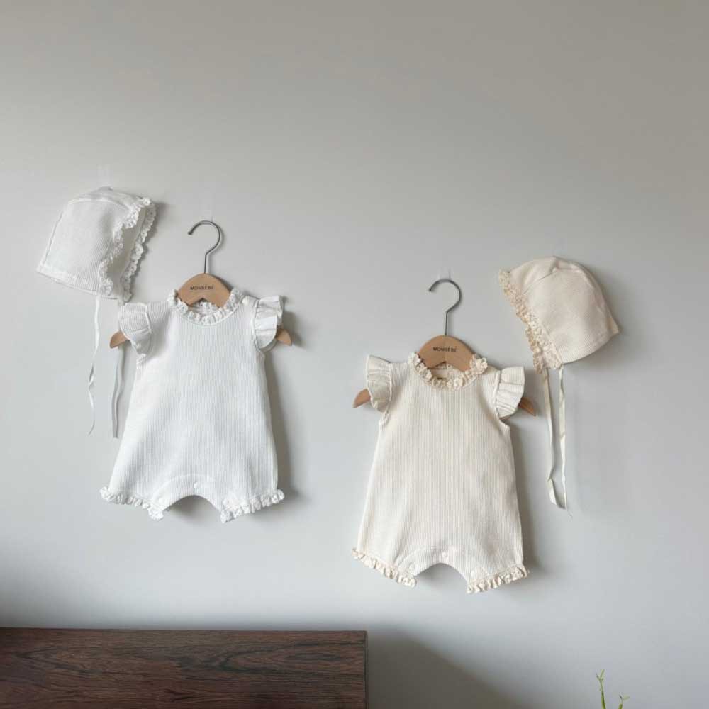 Ins Baby Jumpsuit Waffle Lace Romper Suit