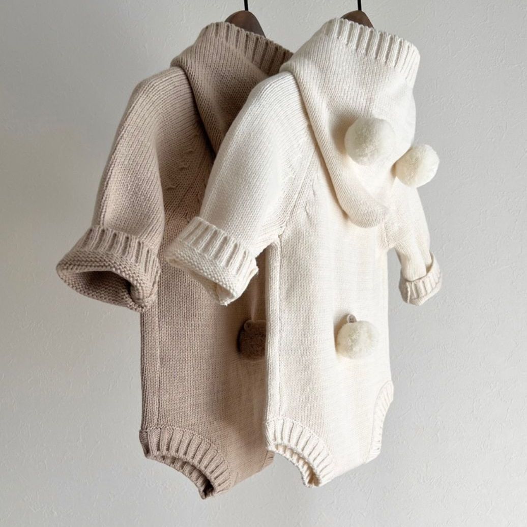 Ins Style Bear Shape Children's Knitted Sweater Baby Jumpsuits