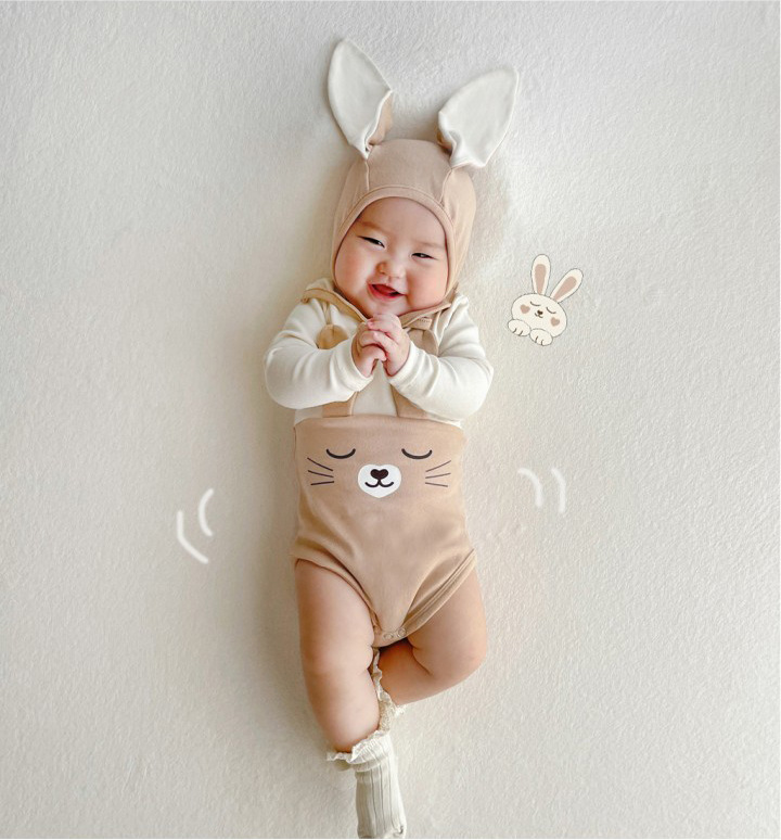 Ins Cute Bunny Color Matching Modeling Romper Baby
