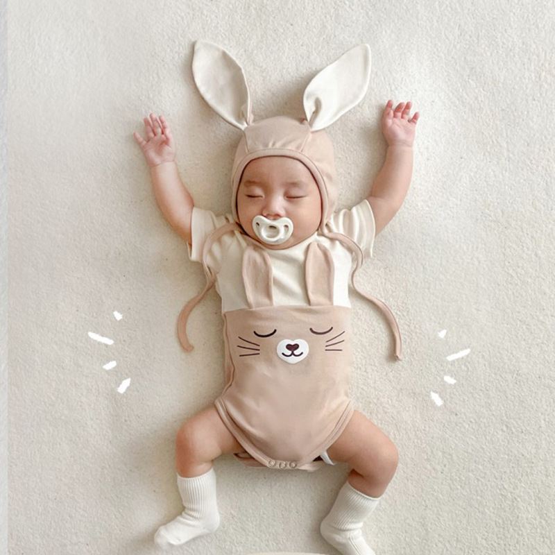 Ins Cute Bunny Color Matching Modeling Romper Baby