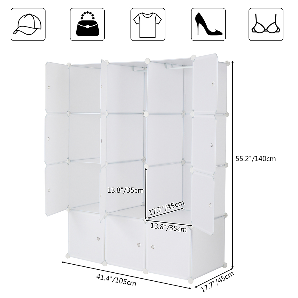 4-layer 12-compartment Rubik's Cube Wardrobe, Plastic, Can Be Freely Assembled DIY Style