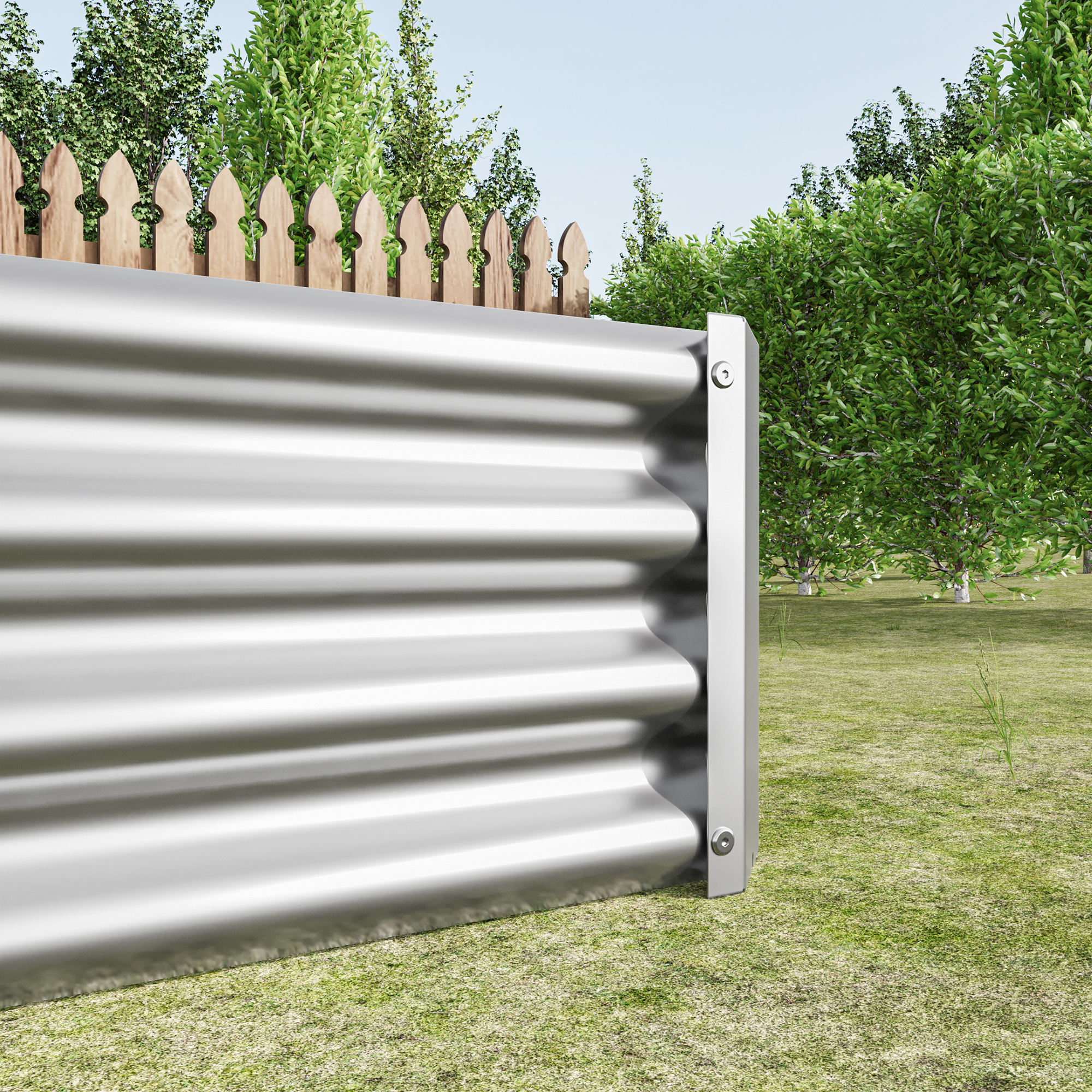 2PCS Silver 8×4×1ft Metal Raised Rectangle Garden Planter Beds
