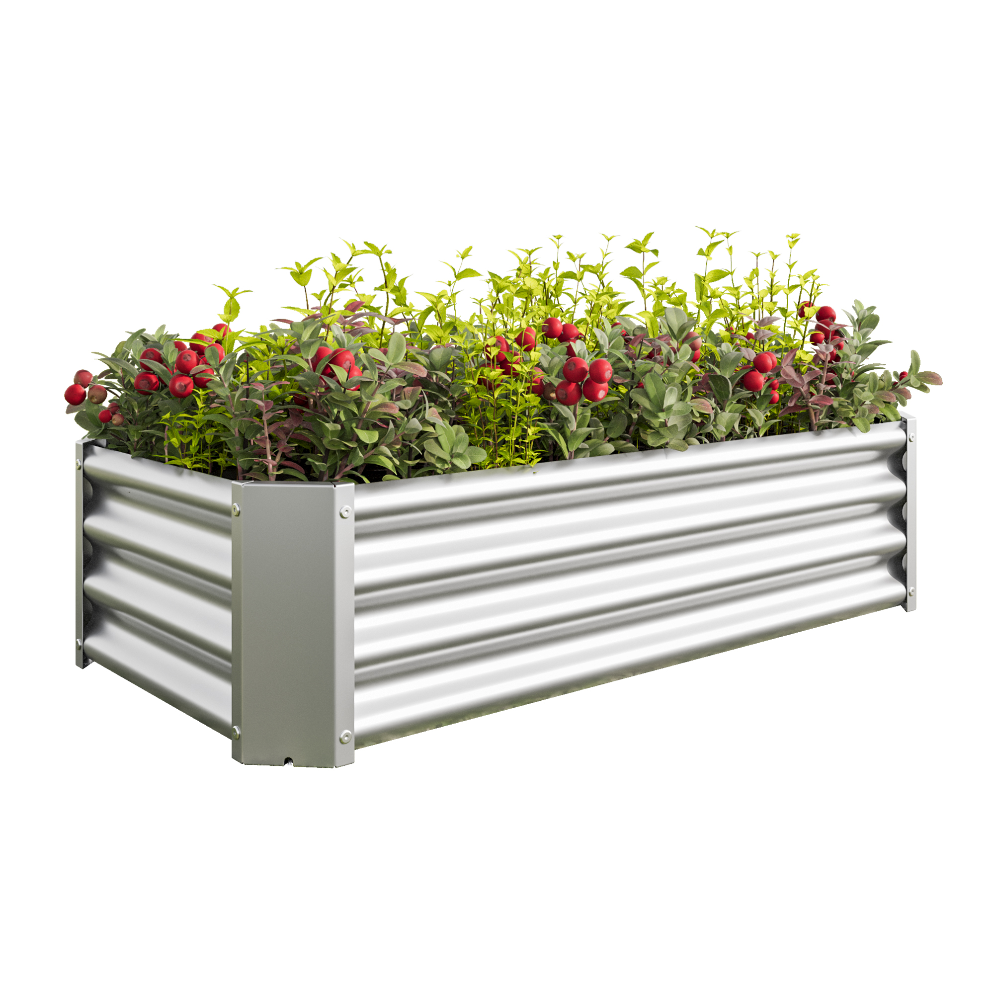 2PCS Silver 4×2×1ft Metal Raised Garden Bed, Rectangle Raised Planter for Flowers Plants, Vegetables Herb