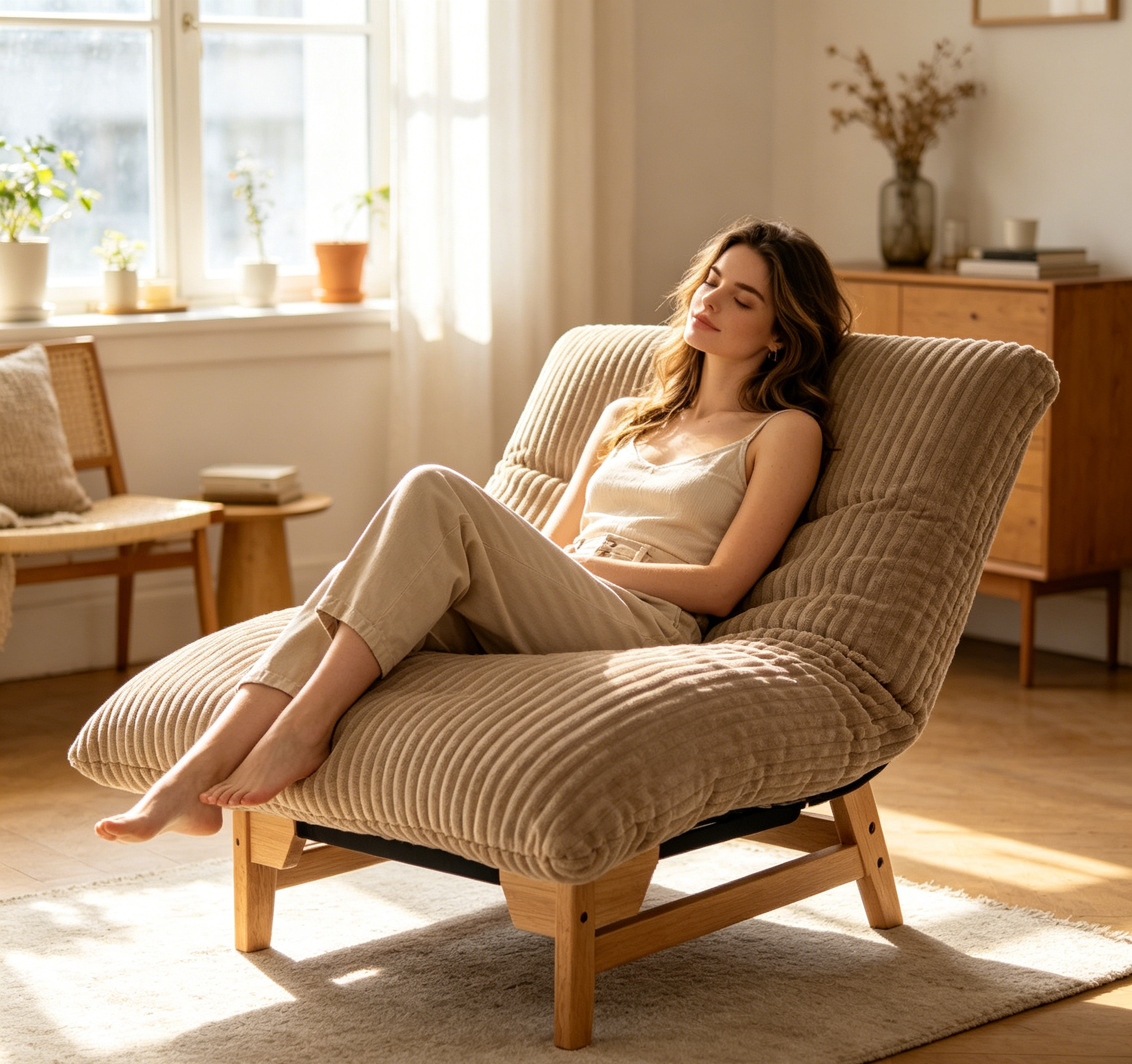 Bean bag chair for Adults ,Accent Armless Lazy Sofa, Casual Single Sofa, Corduroy Fabric, For Living Room And Bedroom , With Backrest, Single Seat