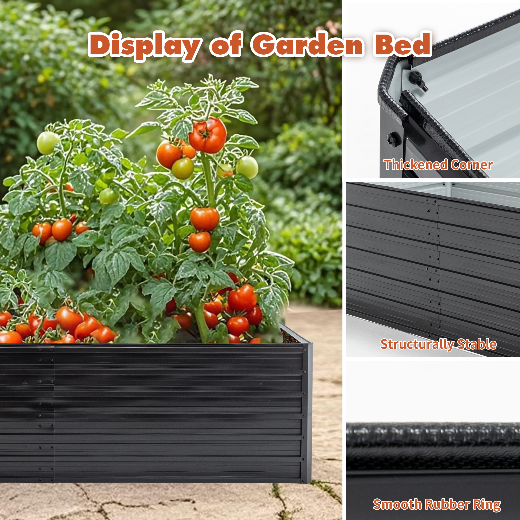 2 Pack Metal Raised Garden Bed Kit Outdoor - 8x4x2 FT Galvanized Planter Boxes Set, Rectangle Vegetable & Flower Beds for Herbs, Fruits, Planting (Black)