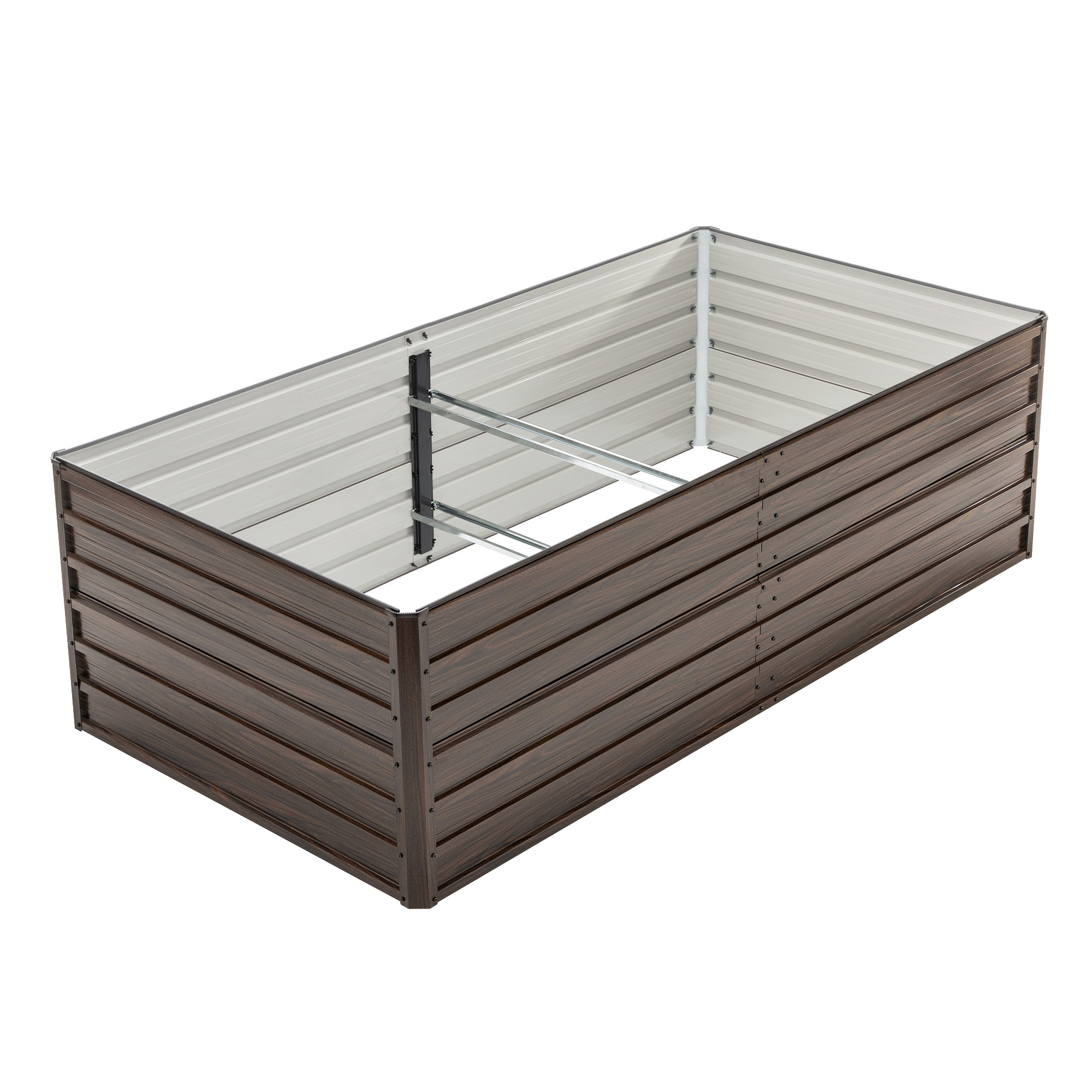 Woodgrain Aesthetic & Metal Strength: 8x4x2FT Galvanized Raised Garden Bed Kit - Large Outdoor Planter Box for Veggies, Fruits, Herbs