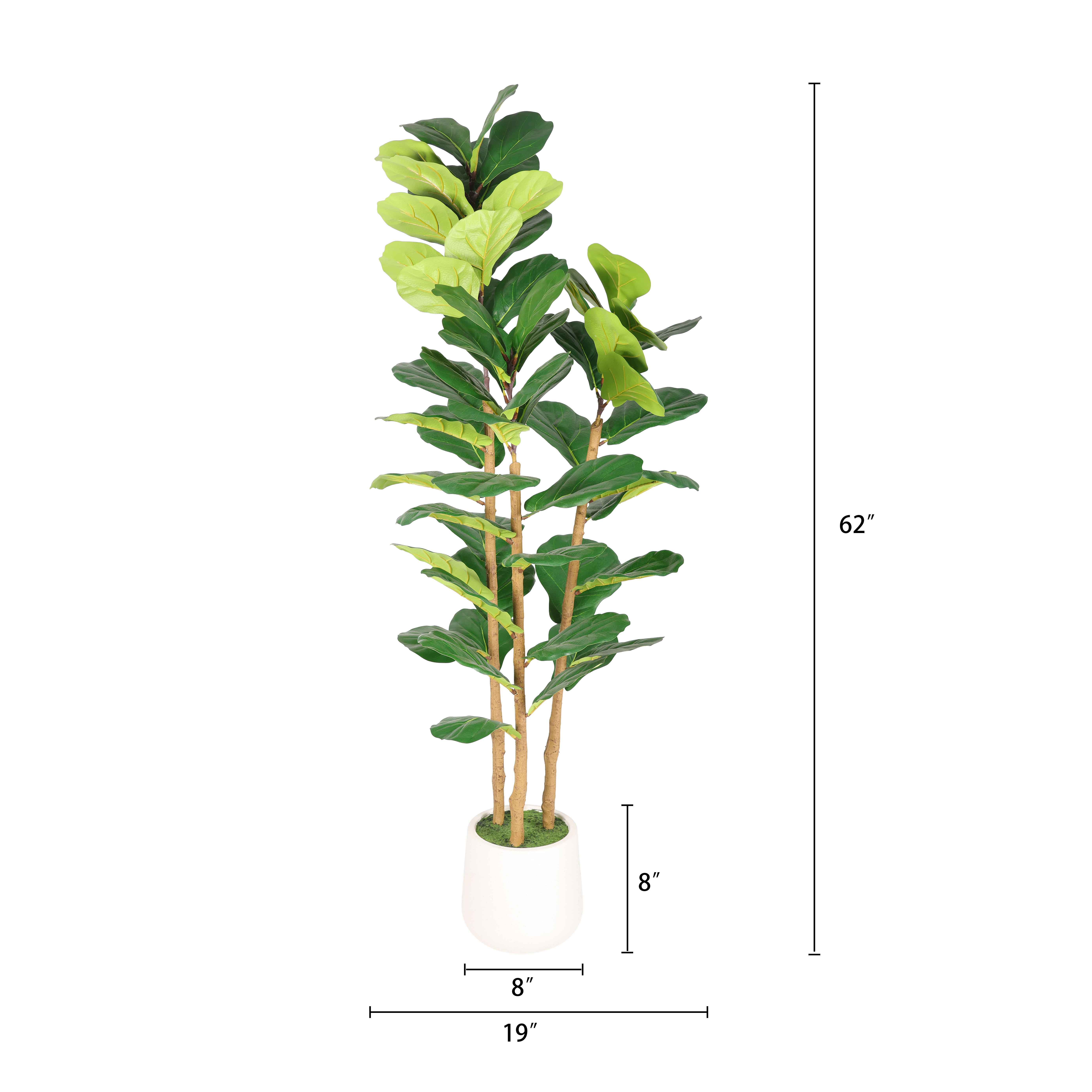 5.2FT Artificial Fiddle Leaf Fig Tree With Decorative White Pot, Real Touch Fake Indoor Plant for Home Office Living Room Corner Decoration, 1pc/set