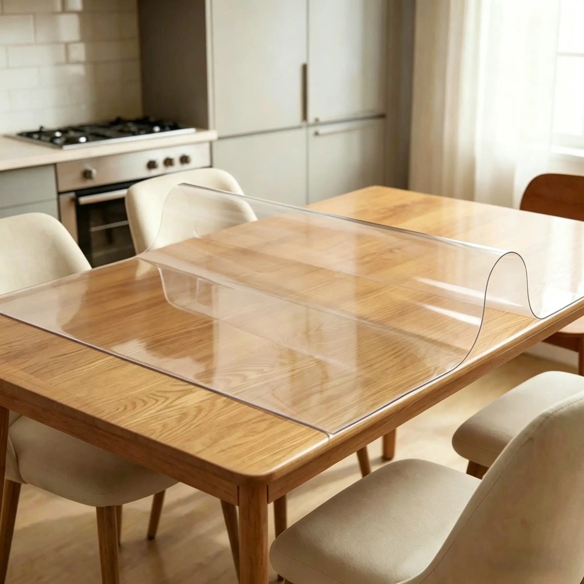 Table Cover 1.5 Mm Thick Clear PVC Desk Mat Protector Waterproof & Easy Cleaning Desk Pad Tablecloth For Office, Dining Room