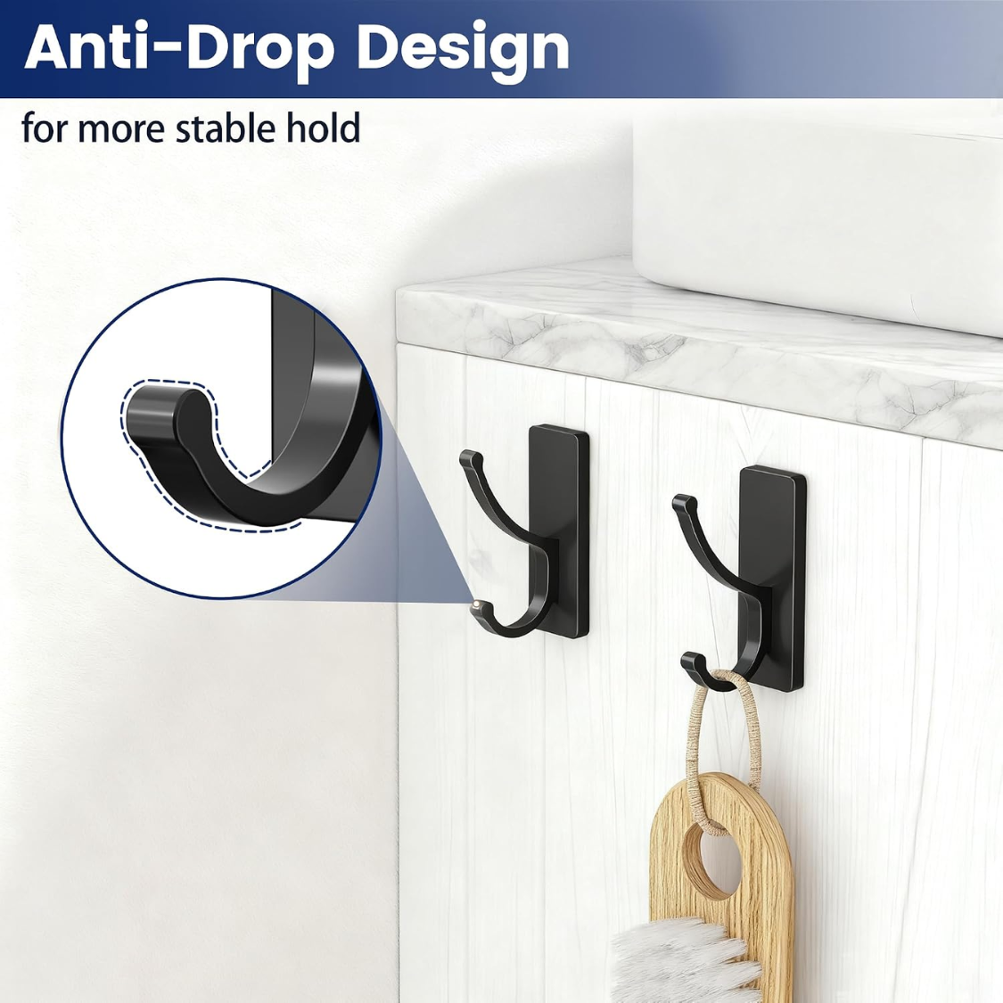 4 Pack Black Adhesive Wall Hooks With Strips No Residue Heavy Duty Sticky Towel Hooks Easy Remove Home Storage Organizer