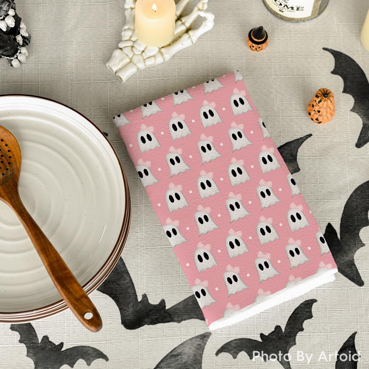 Ghost Halloween Kitchen Towels, Set Of 4, 18 X 26 Inch Decorative Dish Towels For Kitchen, Home, Holiday & Seasonal Decor