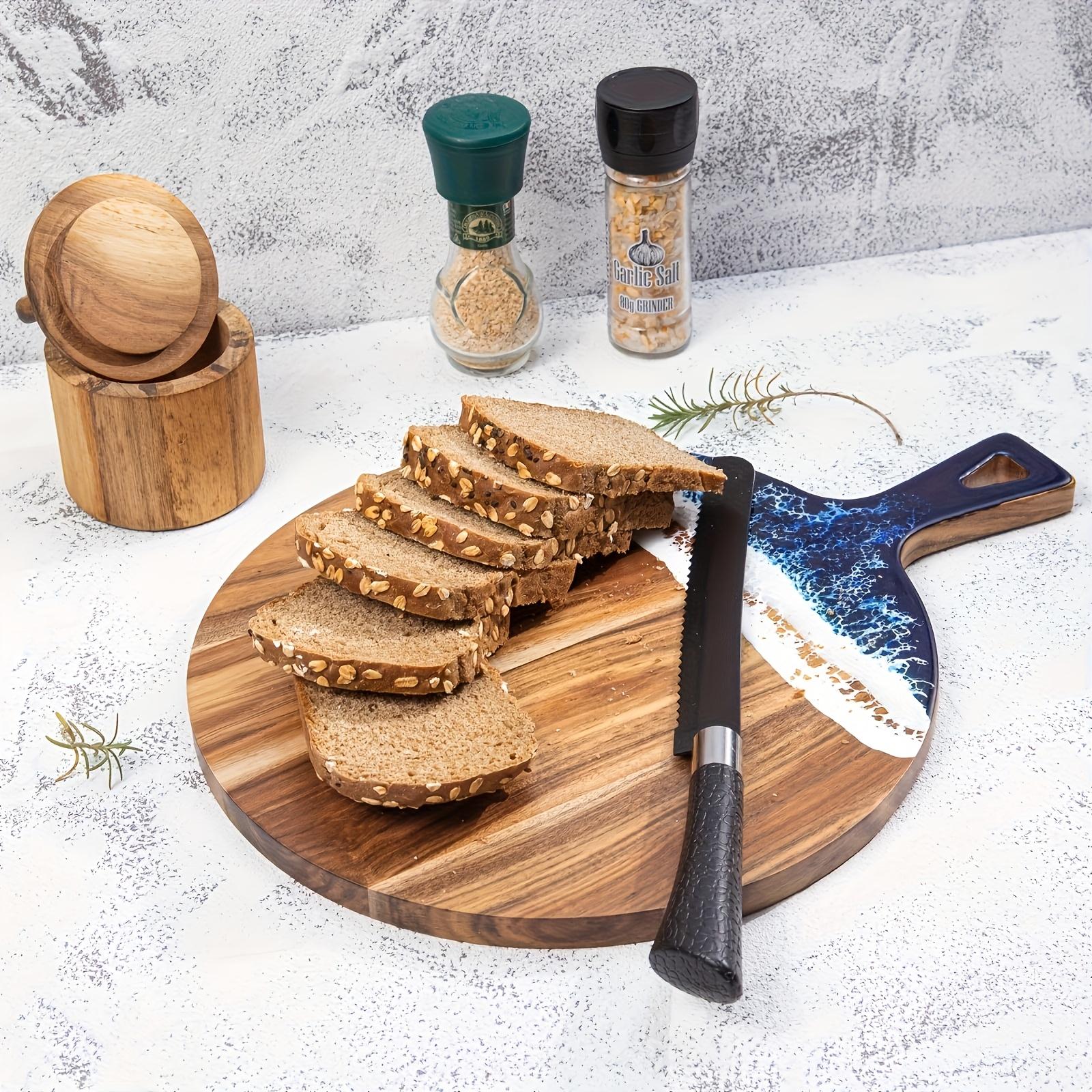 Round Acacia Wood Cutting Board, Natural Solid Wood Cutting Board, Thickened Non-slip Wooden Serving Board, Kitchen Preparation Board For Food, Fruit, Bread, And Home Cooking.