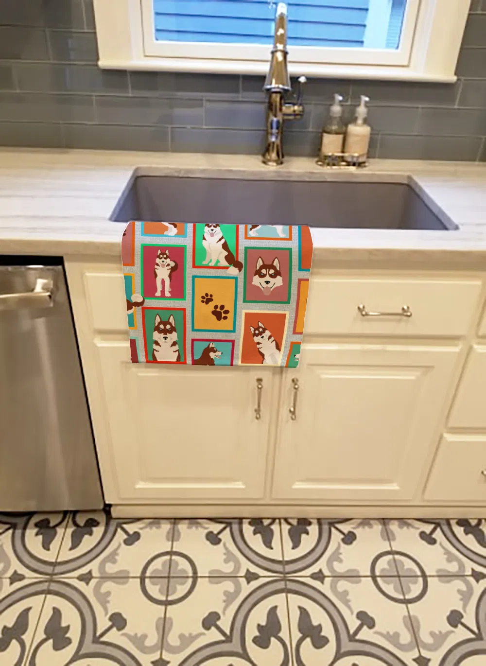 Lots of Red Siberian Husky Kitchen Towel Dish Cloths Guest Hand Towel Decorative Bathroom Towel for Face,Tea, Dishcloth, Kitchen and Bath