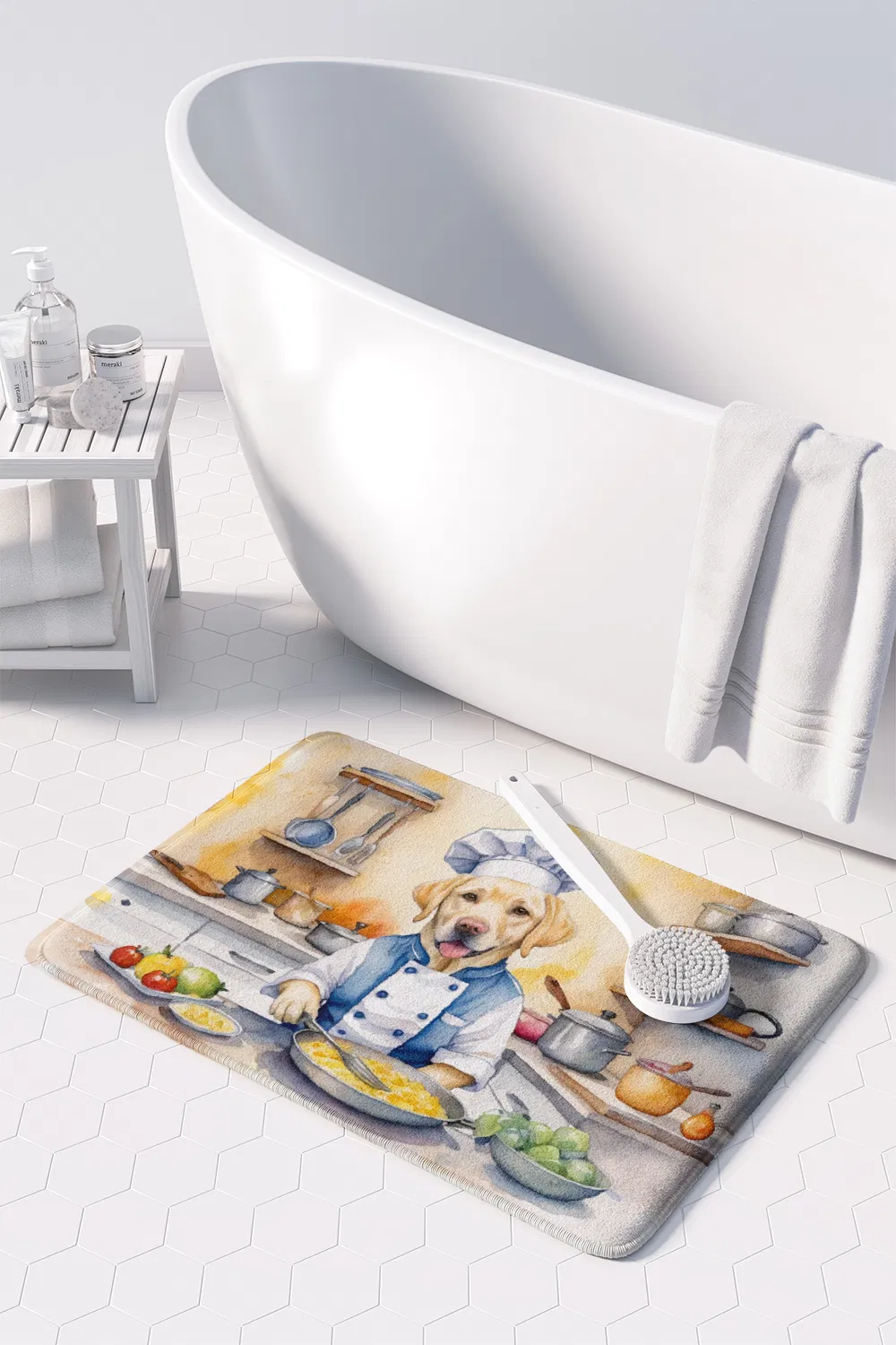 Yellow Labrador Retriever The Chef Memory Foam Kitchen Mat Machine Washable Anti-Fatigue Mat Cushion Comfort Bath Mat or Kitchen Rug