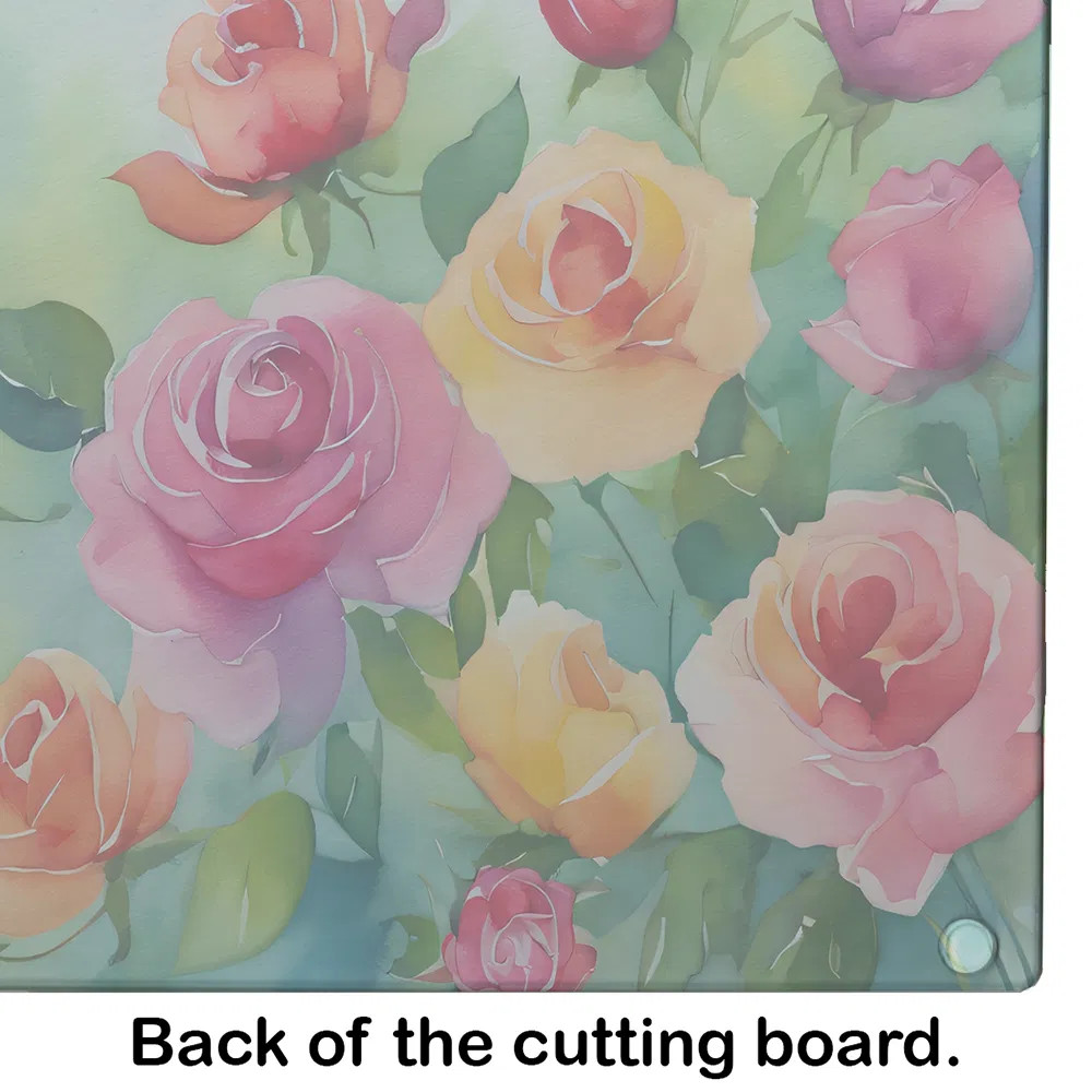 NEW Roses in Watercolor Glass Cutting Board Decorative Tempered Glass Kitchen Cutting and Serving Board Large Size Chopping Board