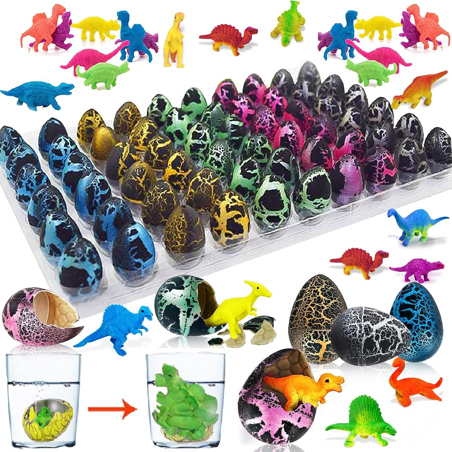 60 Pack Hatching Dinosaur Eggs For Kids Birthday Party Favors Dinosaur Growing Toys Surprise Gifts Classroom Prizes And Goodie Bags