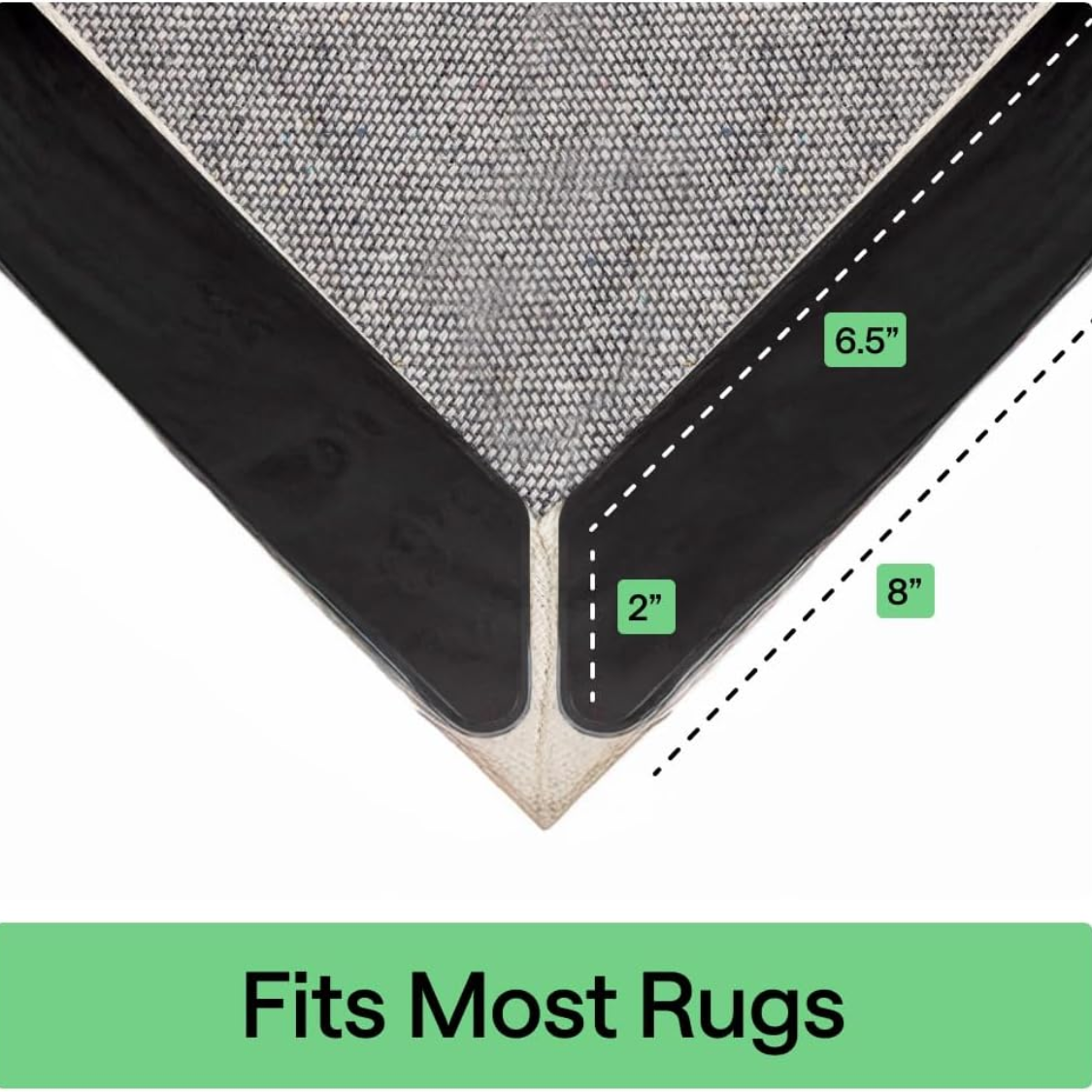 8 Pack Extra Long Black Rug Grippers For Hardwood Floors Non-Slip Carpet Holders Anti-Slip Rug Pads For Home Living Room And Bedroom