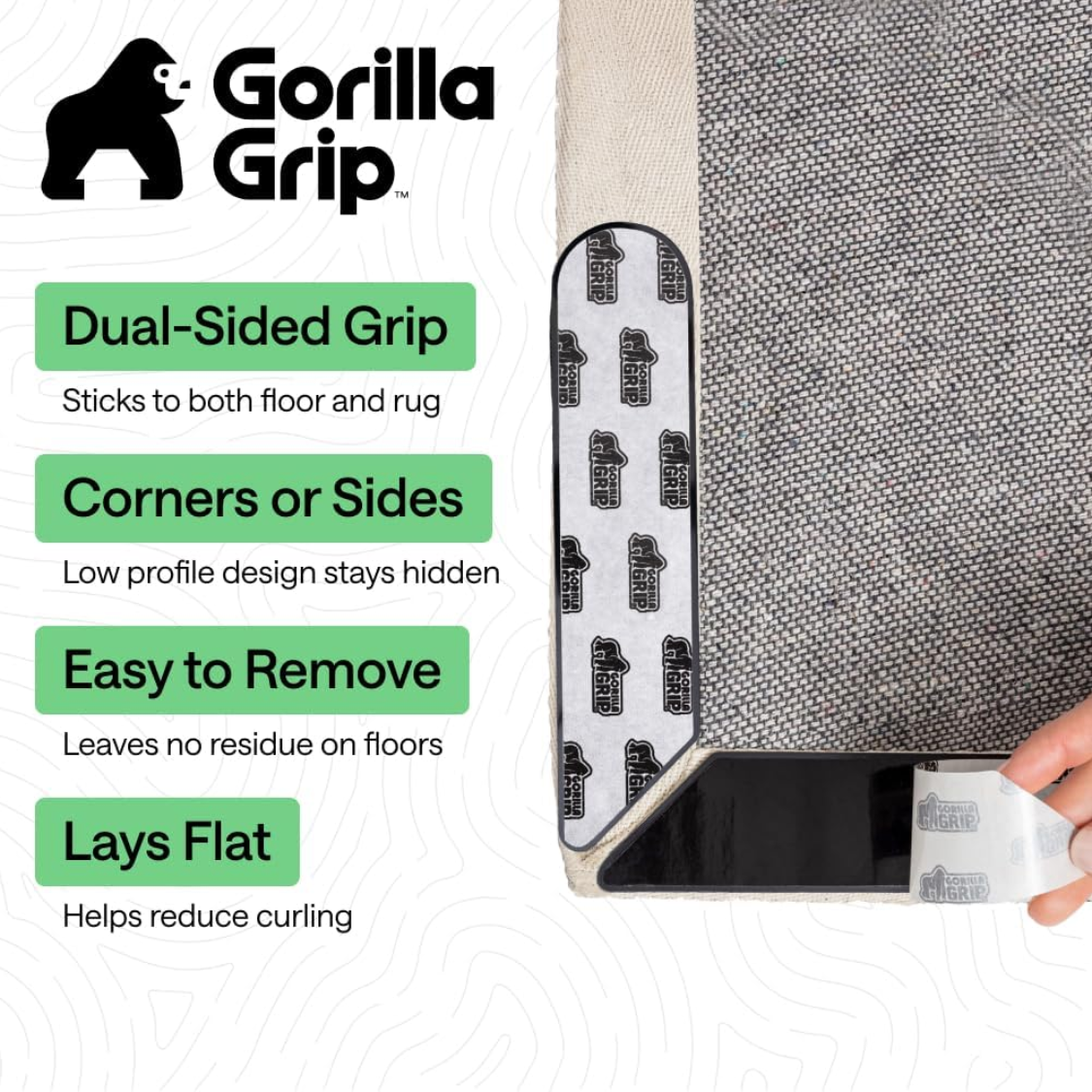 8 Pack Extra Long Black Rug Grippers For Hardwood Floors Non-Slip Carpet Holders Anti-Slip Rug Pads For Home Living Room And Bedroom
