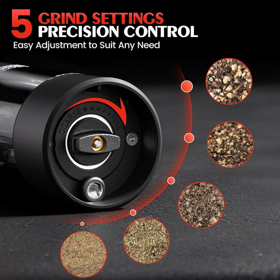 Electric Salt And Pepper Grinder Set Automatic Battery Pepper Mill Shakers Adjustable Coarseness Upgraded Larger Capacity With Led Home And Kitchen Appliances