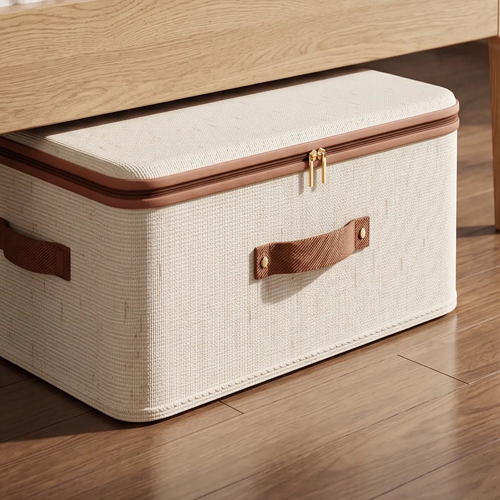 4PCS 56L Large Foldable Storage Box Folding Fabric Clothes Baskets With Lid UK