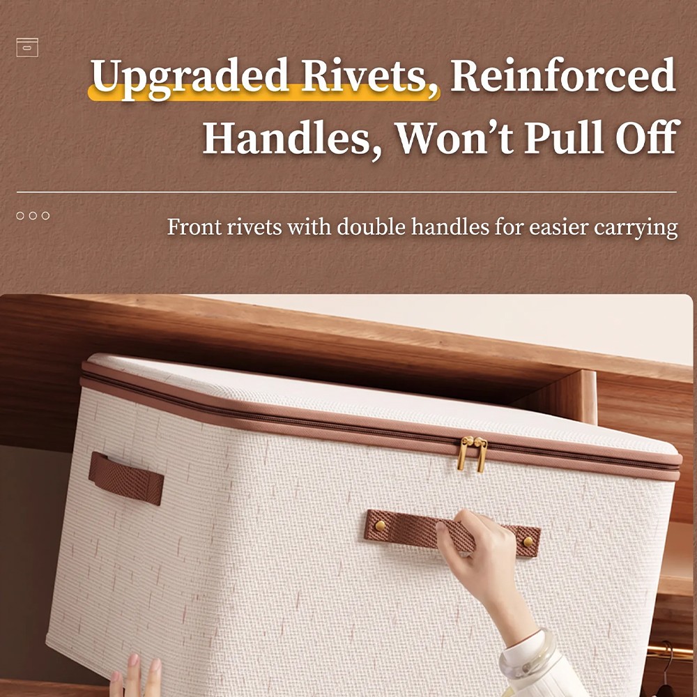 4PCS 56L Large Foldable Storage Box Folding Fabric Clothes Baskets With Lid UK