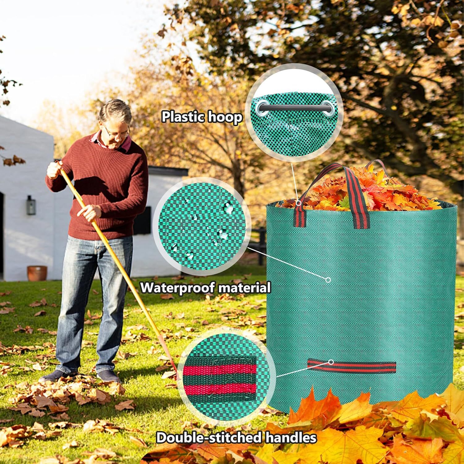 2X 272L Large Garden Waste Bags Refuse Heavy Duty Sacks Grass Leaves Rubbish Bag