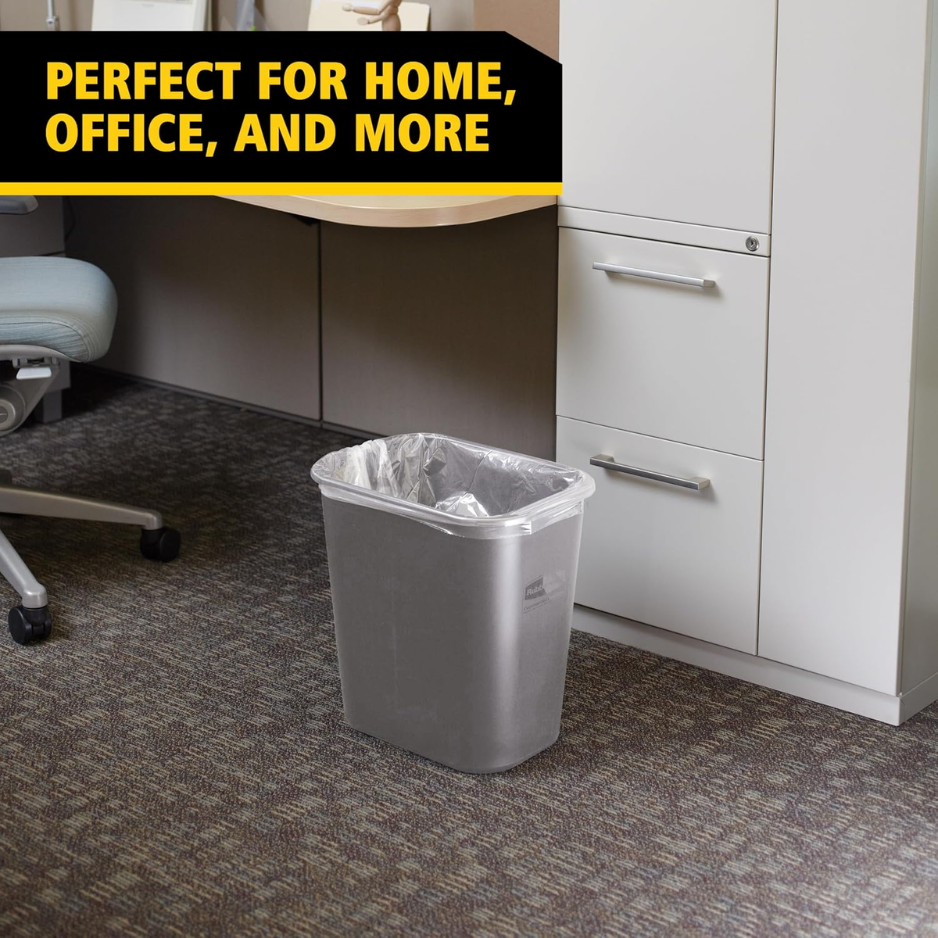 Rubbermaid Commercial Products Resin Wastebasket Trash Can, 7-Gallon 28 Quart, Gray, Plastic, For Bedroom Bathroom Office, Fits Under Desk Sink,Cabinet