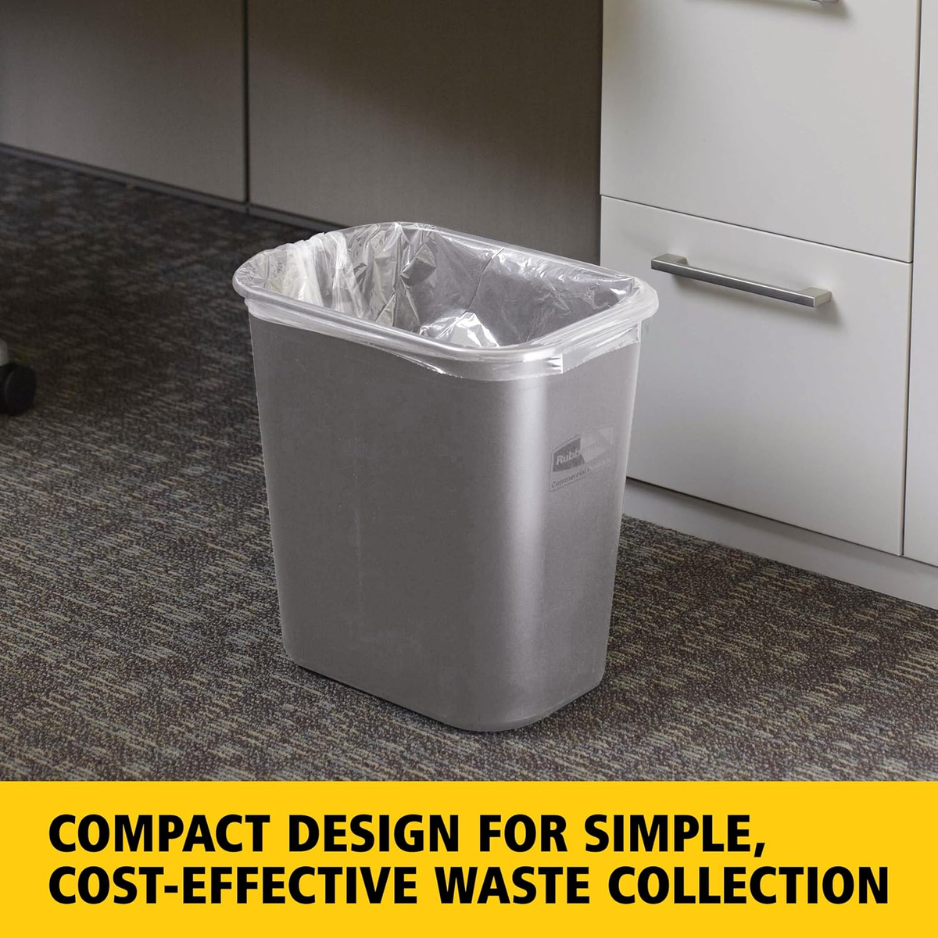 Rubbermaid Commercial Products Resin Wastebasket Trash Can, 7-Gallon 28 Quart, Gray, Plastic, For Bedroom Bathroom Office, Fits Under Desk Sink,Cabinet