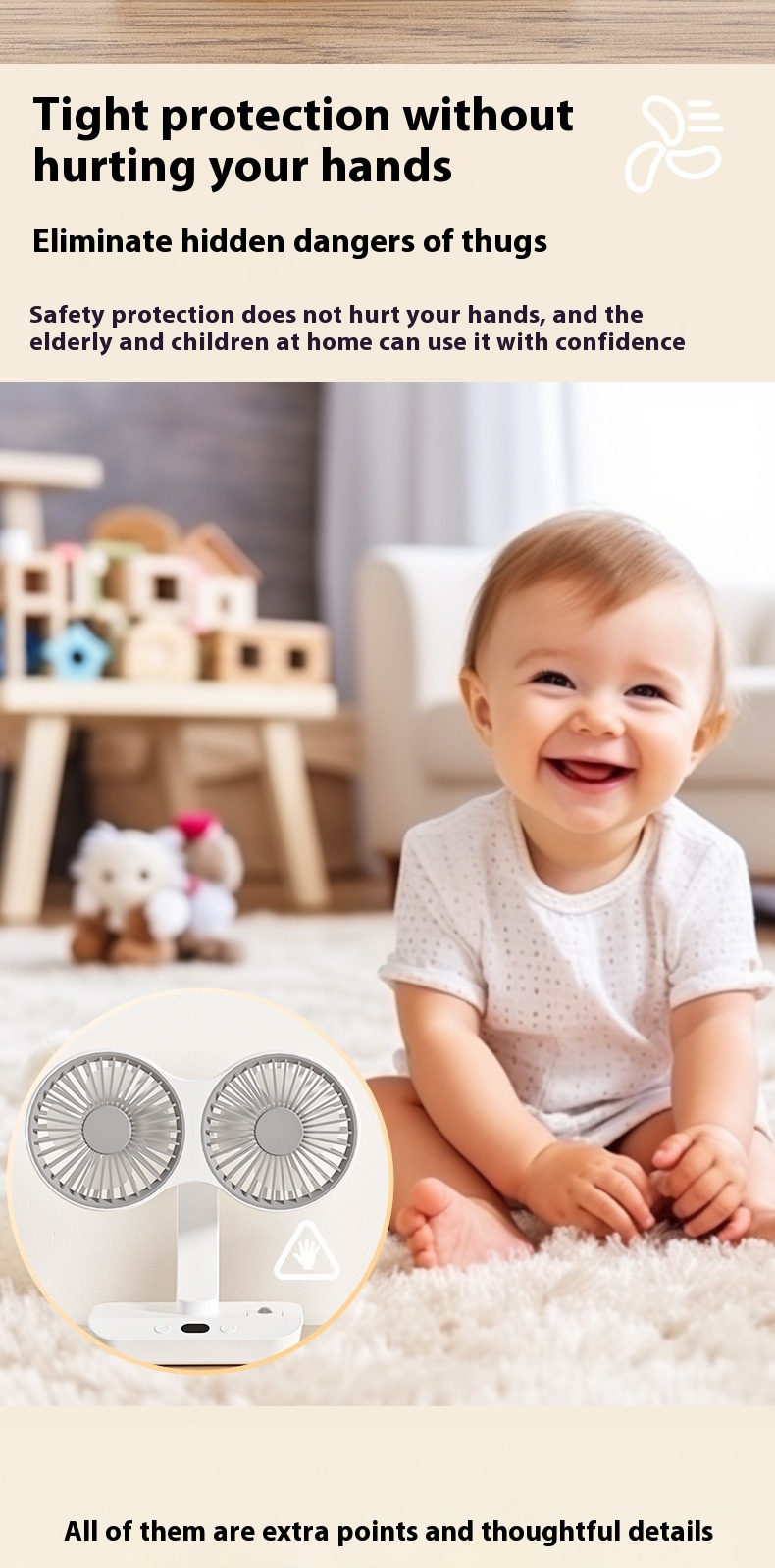 Multi Functional Dual Head Ultra Endurance Small Fan