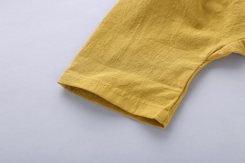Children's Casual Printed Cotton Linen Short Sleeved Pants Set