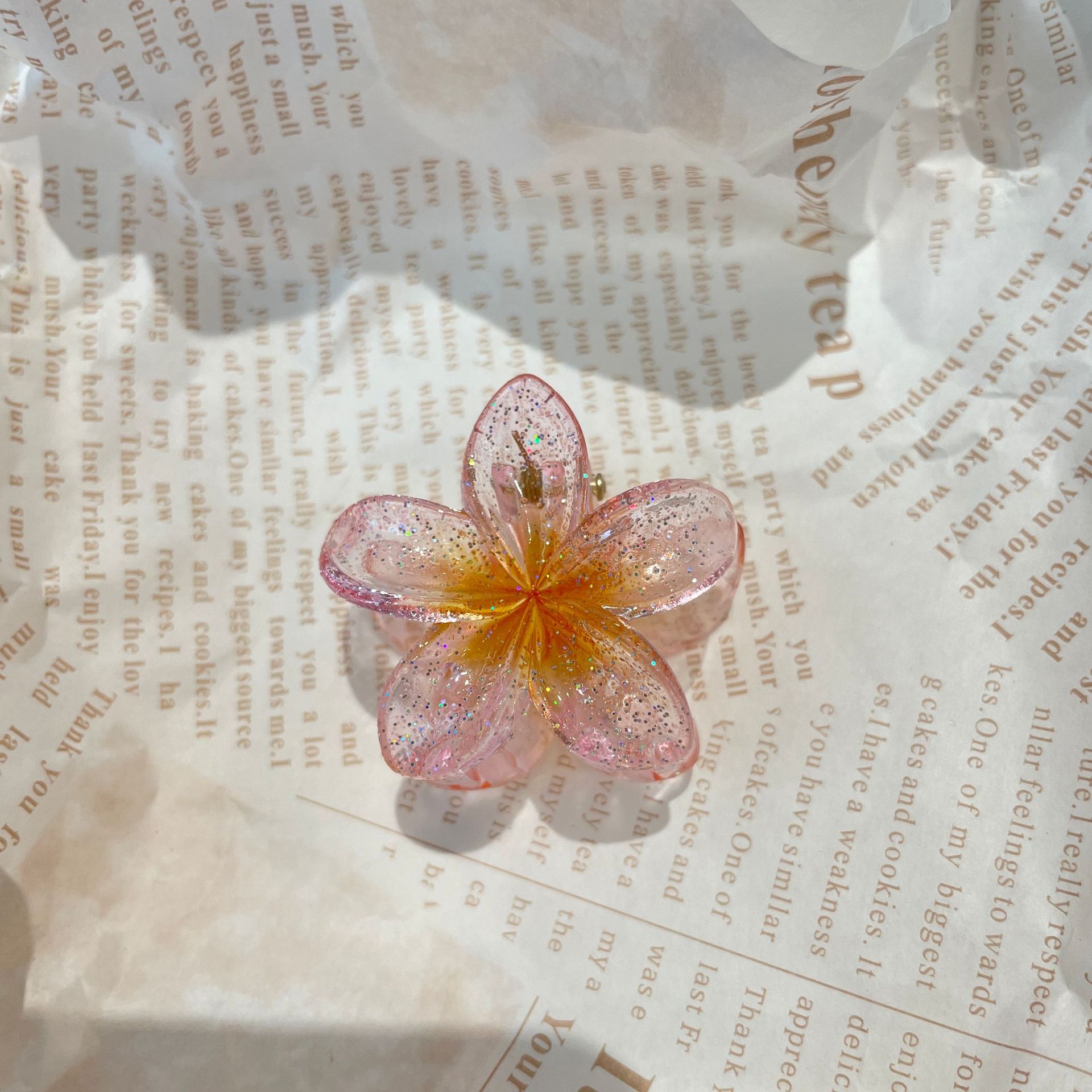 4CM Plumeria Rubra Grip Flower Barrettes Female