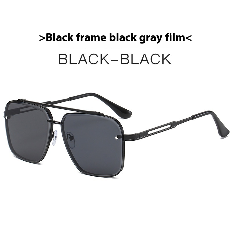 Men's Double Beam Trimmed Metal Box Sunglasses
