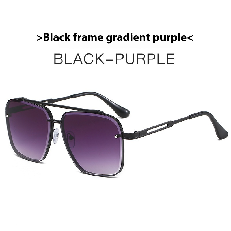 Men's Double Beam Trimmed Metal Box Sunglasses