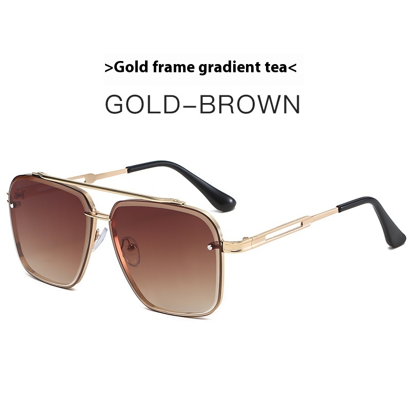 Men's Double Beam Trimmed Metal Box Sunglasses