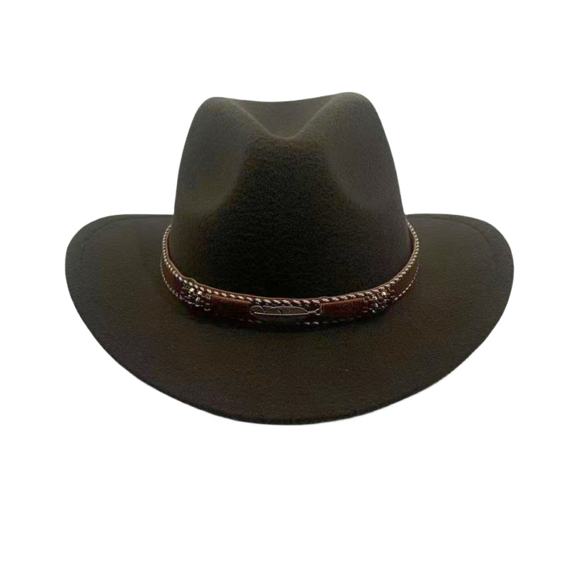 Curling Cowboy Hat Men's And Women's Leaf Belt Fur Felt Hat