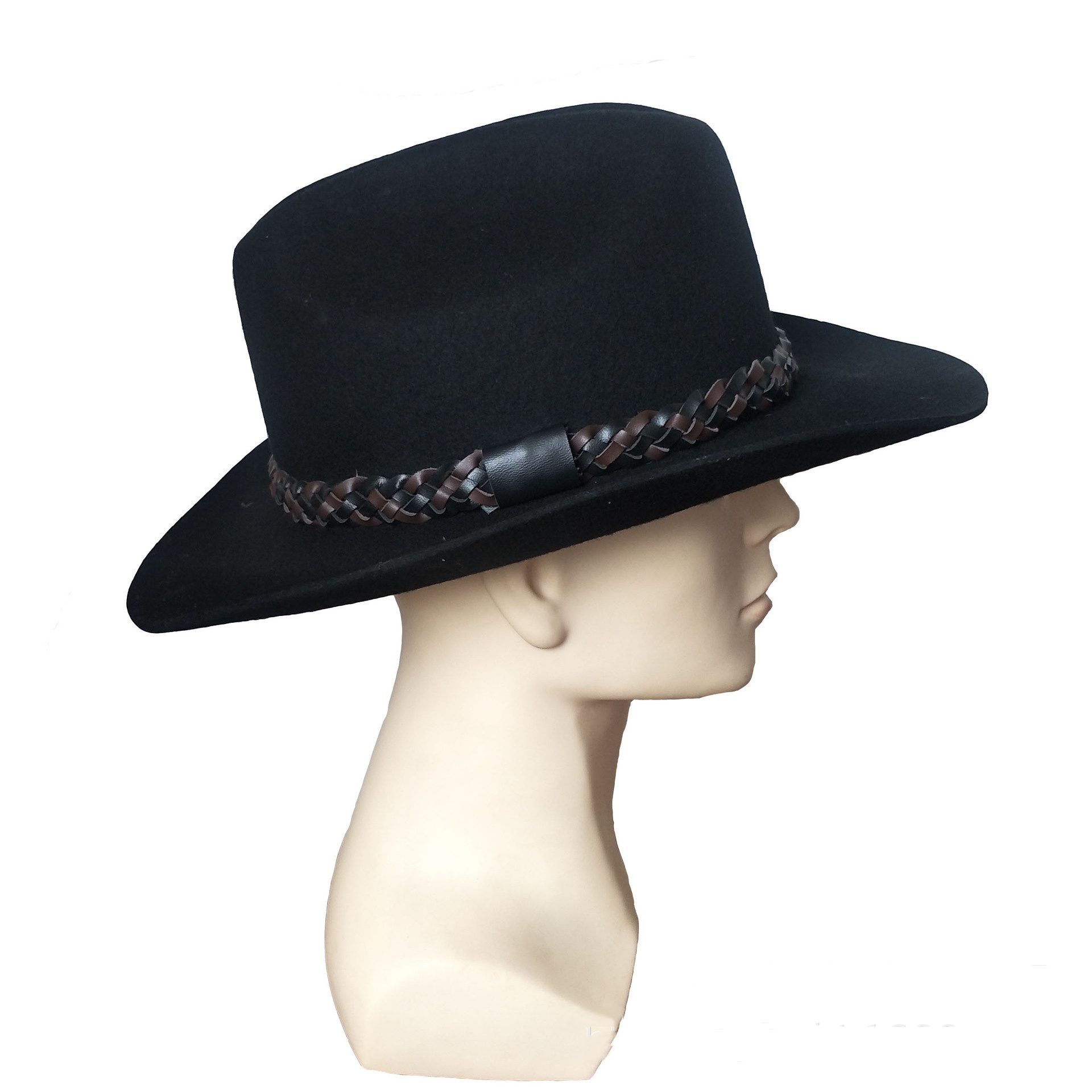 Wool Western Cowboy Hat Belt Top Hat Jazz Felt Cap