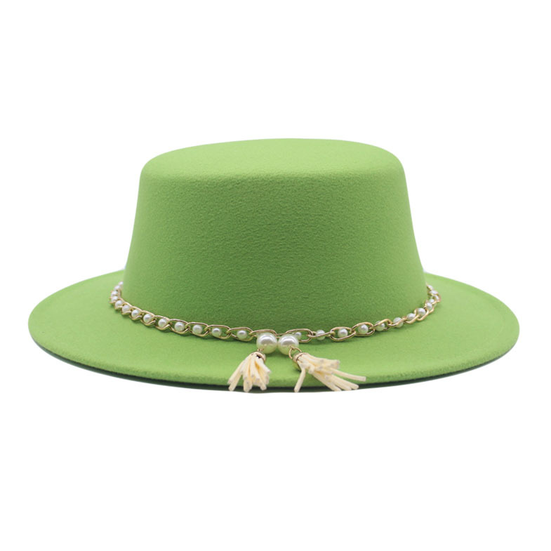 Fashion Flat Brim Top Hat Women Flat Top Woolen Hat