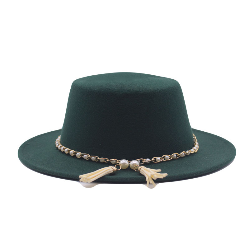 Fashion Flat Brim Top Hat Women Flat Top Woolen Hat