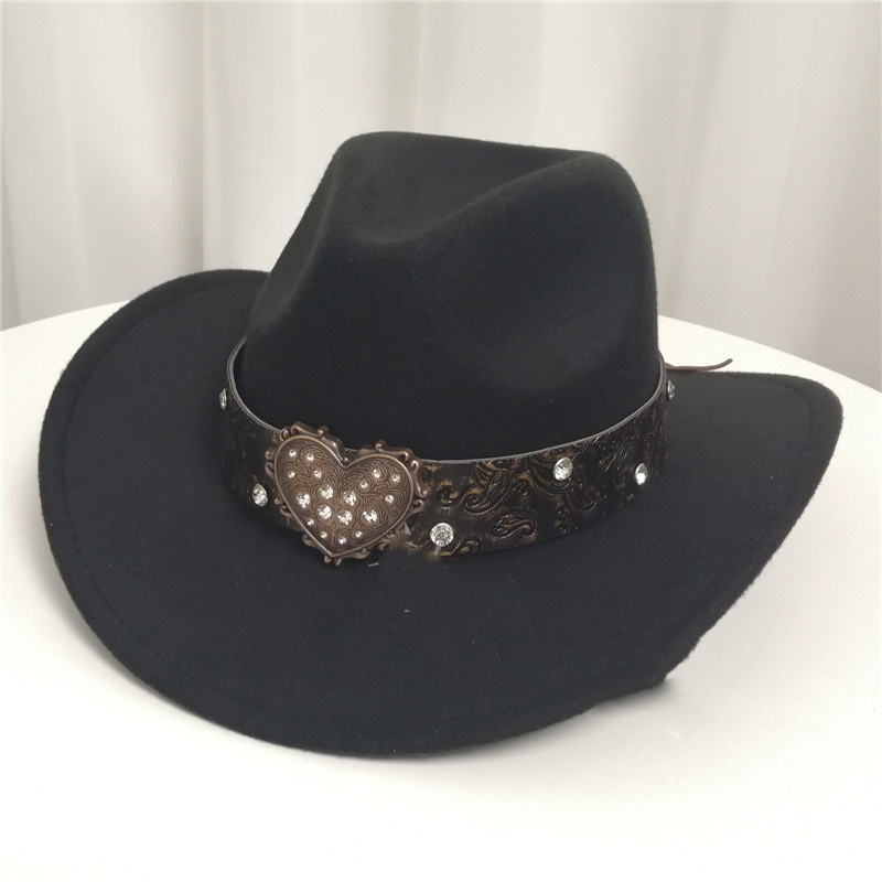 Women's Western Cowboy Hat Love Decorative Chain Top Hat