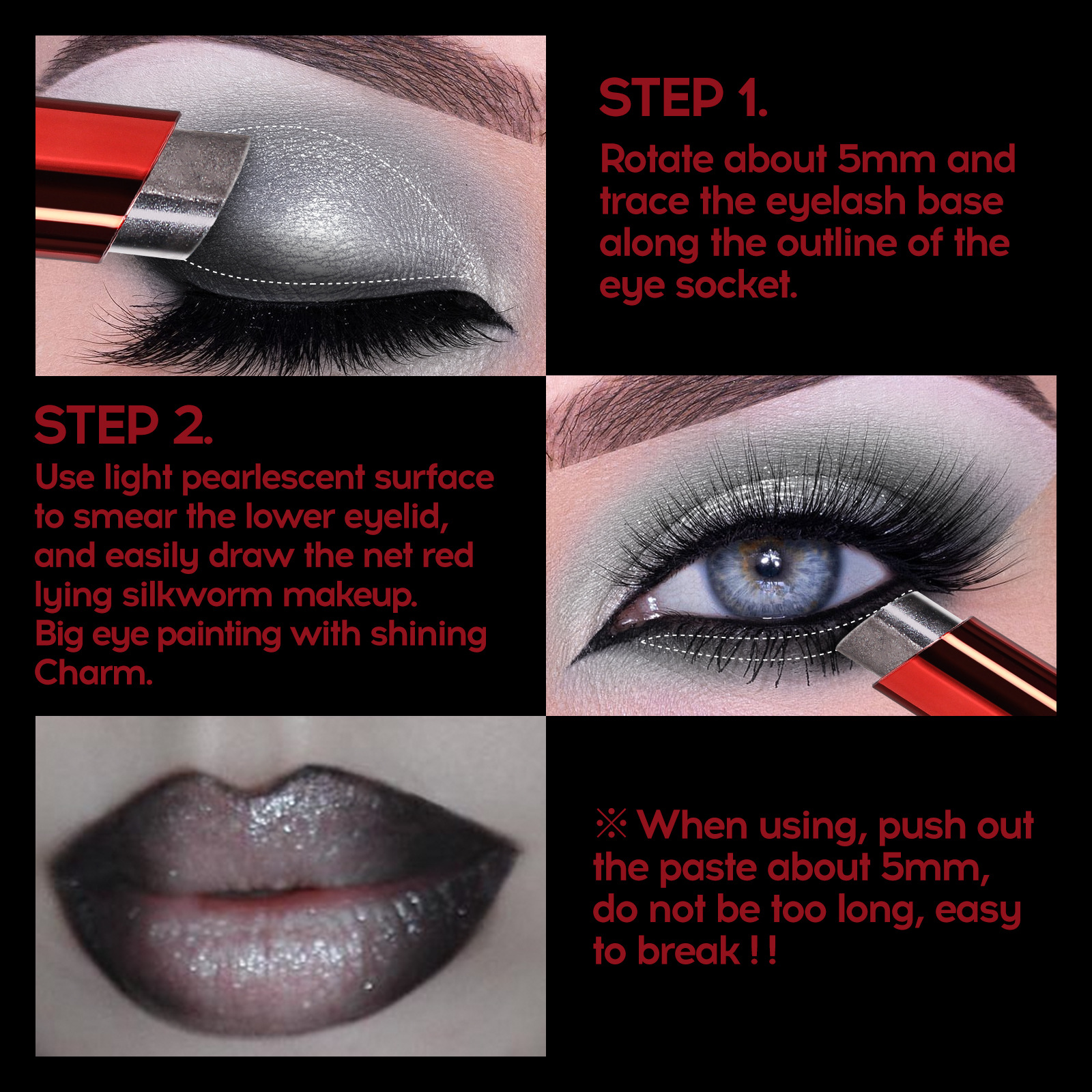 Two-color Pearlescent Eye Shadow Stick Suit Gradient Thin And Glittering