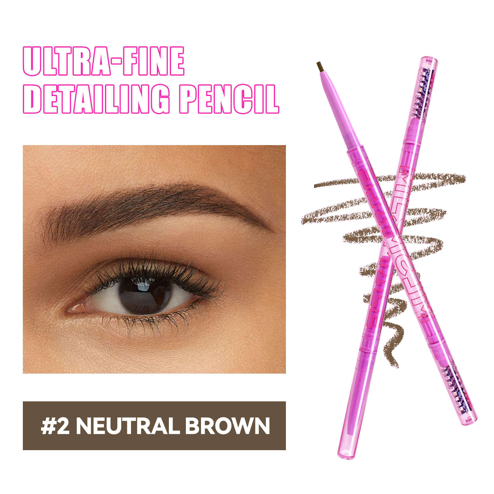 4-color Double-headed Eyebrow Pencil Waterproof And Sweat-proof Long-lasting