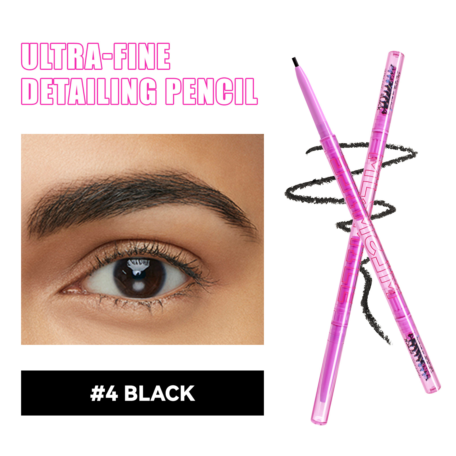 4-color Double-headed Eyebrow Pencil Waterproof And Sweat-proof Long-lasting