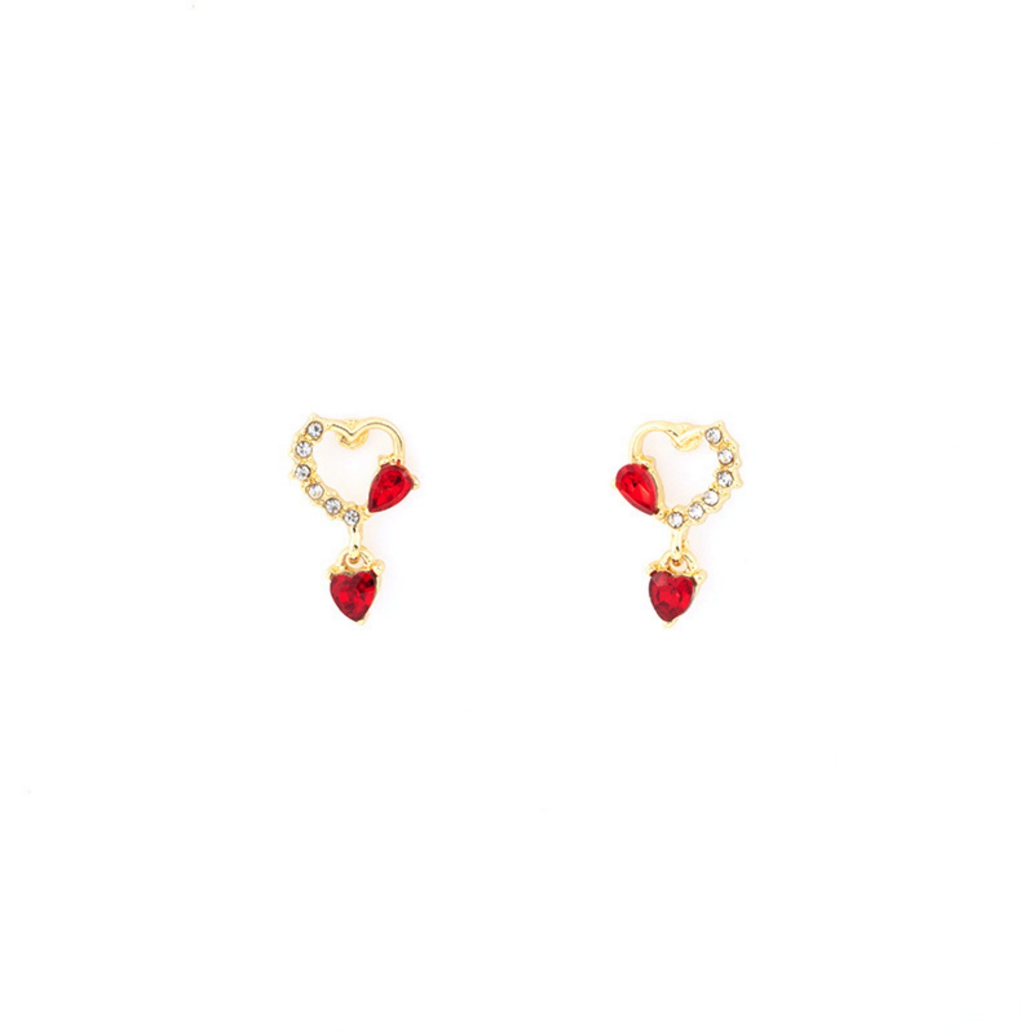 Silver Needle Retro Red Love Earnail