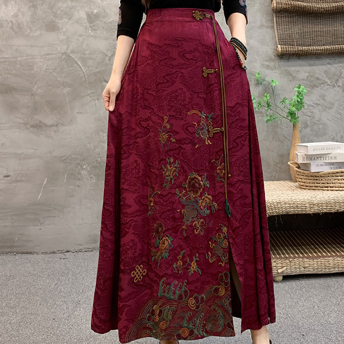 New Ethnic Dress Embroidery Tassel A- Line Skirt