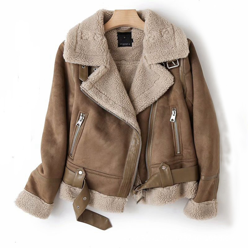 Lamb Wool Warm Coat Motorcycle Clothing Women