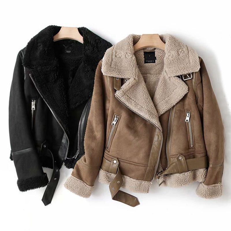 Lamb Wool Warm Coat Motorcycle Clothing Women