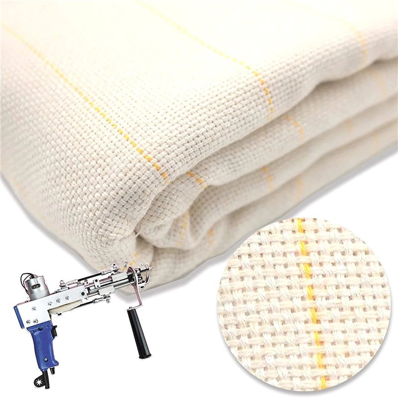 Hand Tufted Poke Embroidery Cloth Yellow Thread Carpet Substrate