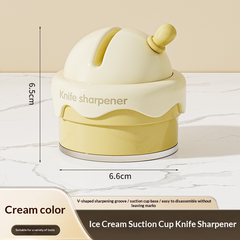 Ice Cream Shaped Suction Cup Knife Sharpener For Home Kitchens